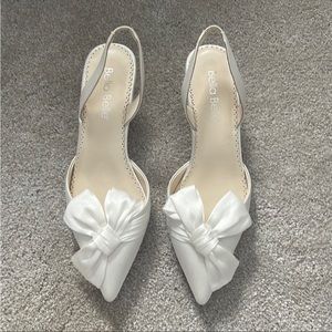 Bella Belle Reagan Ivory Wedding Shoes Low Heel Slingbacks with Bow